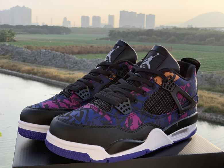 2019 Air Jordan 4 Rush Violet Tiger Print Black